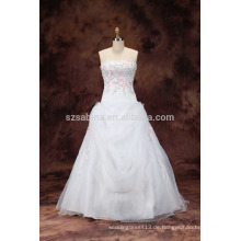 2017 Perlen bestickt Organza Brautkleid mit echten Bildern